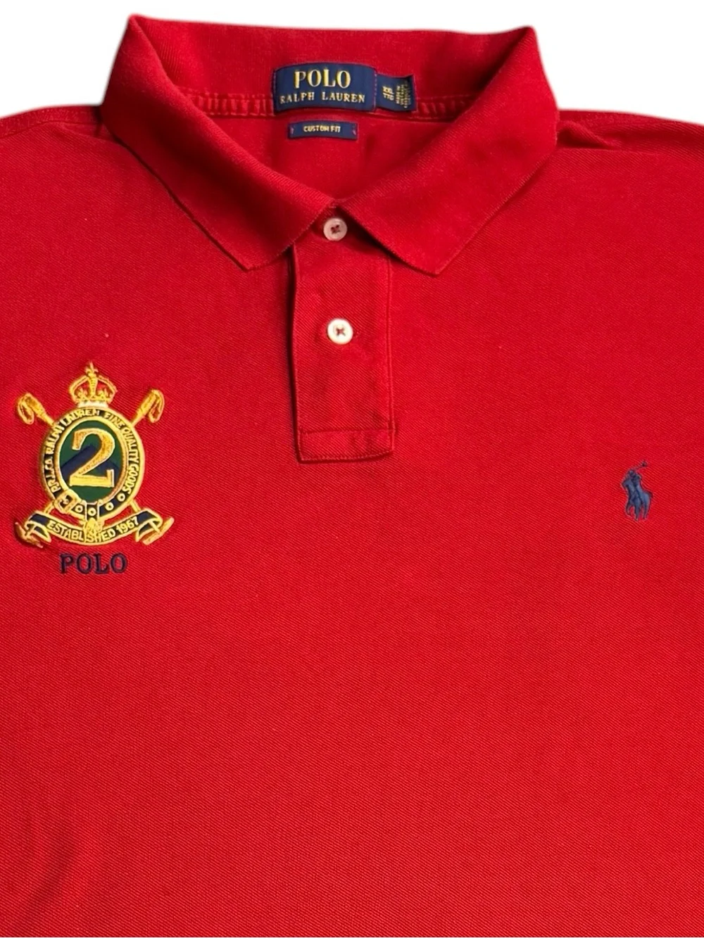 Polo Ralph Lauren Polo Shirt Mens XXL Custom Fit Crest Logo Red Cotton